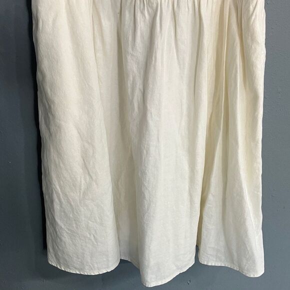 Old navy linen blend tie front Cream Dress with Bow Detail Large #711 - Picture 3 of 9